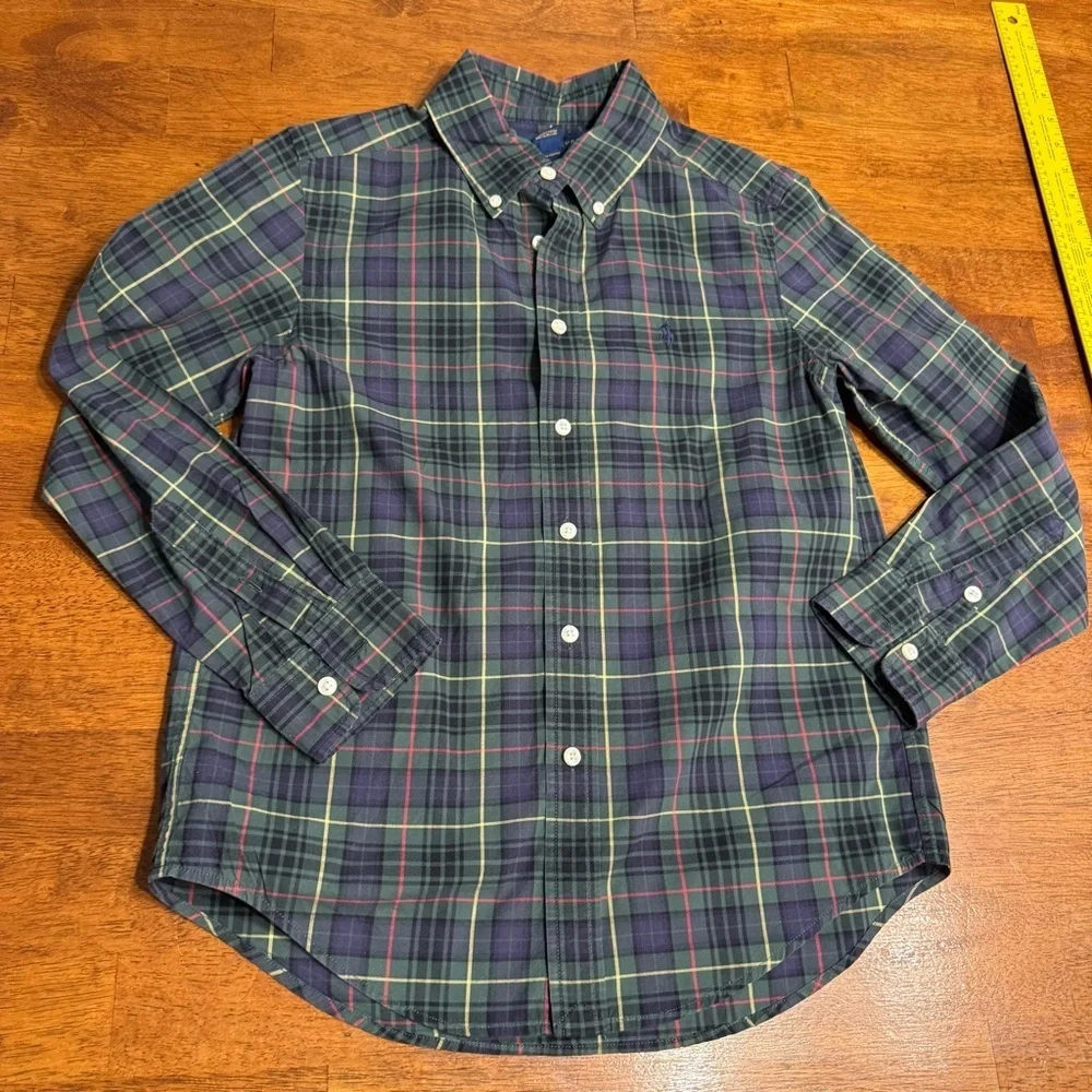 Ralph Lauren Multicolor Plaid Button-Down Shirt navy green red size medium 10-12
